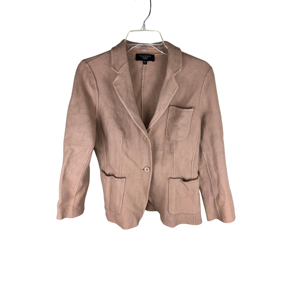 Talbots Petites Tan Wool Blend Two Button Blazer Jacket 16P